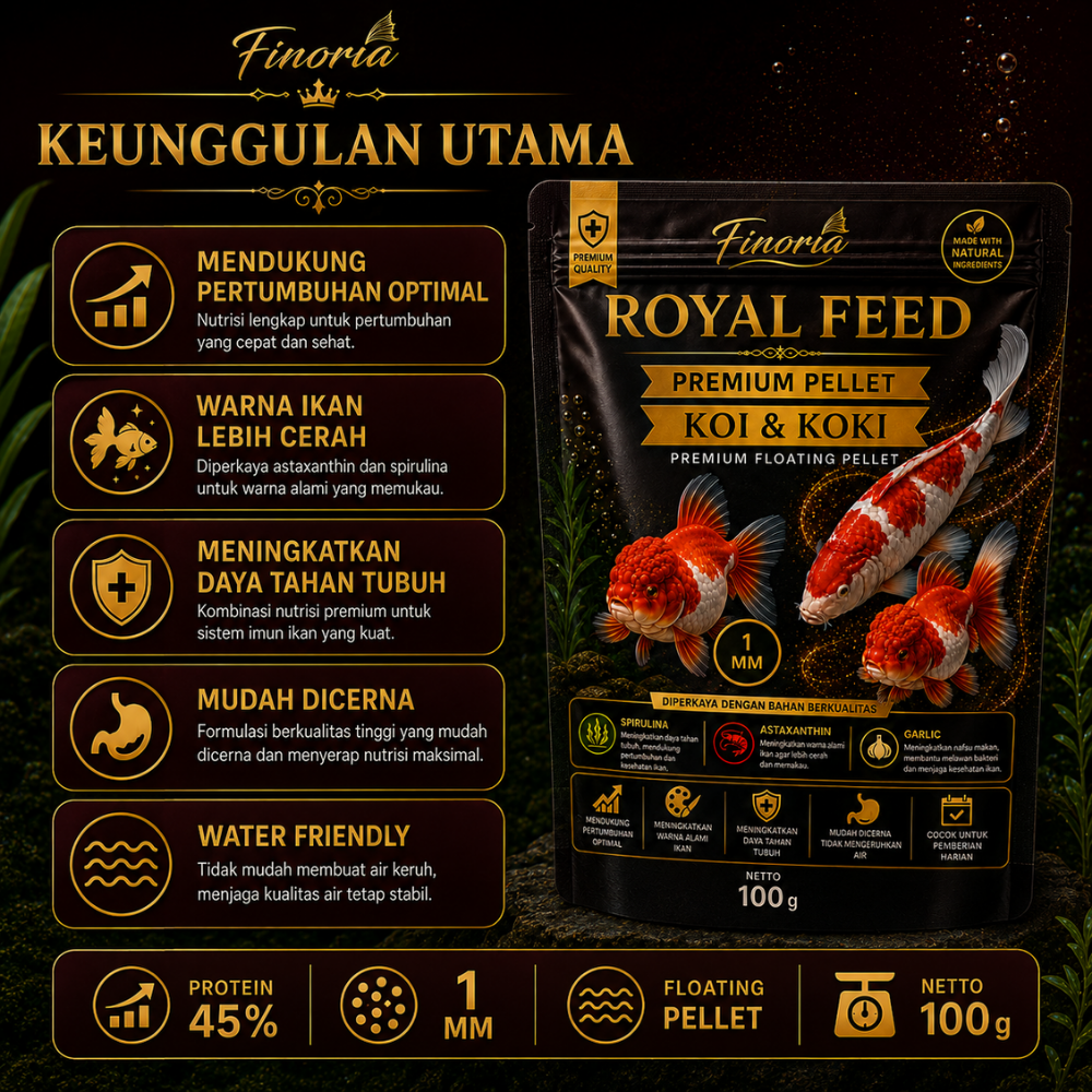 Royal Feed Pelet Premium Ikan Koki & Koi 1mm