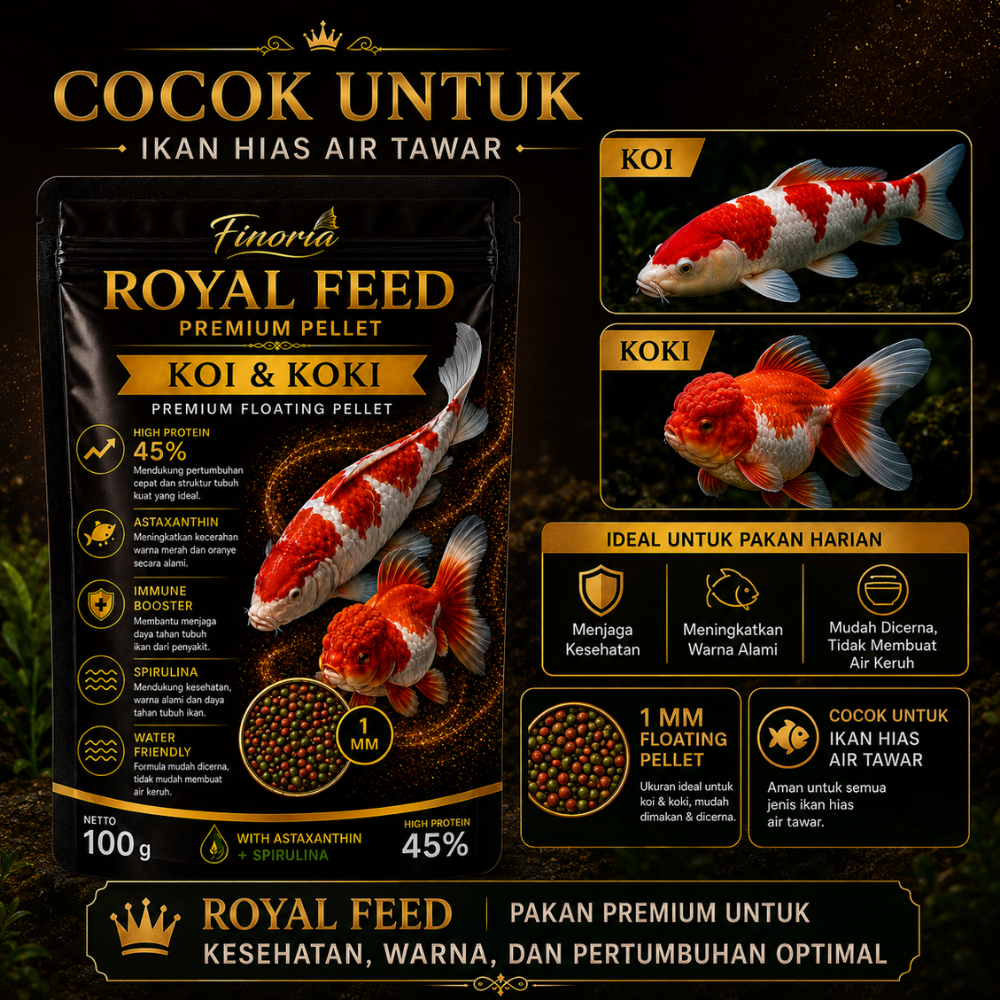 Royal Feed Pelet Premium Ikan Koki & Koi 1mm